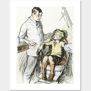 Vintage Science and Medicine, Dentist with a Boy in the Chair Posters and Art